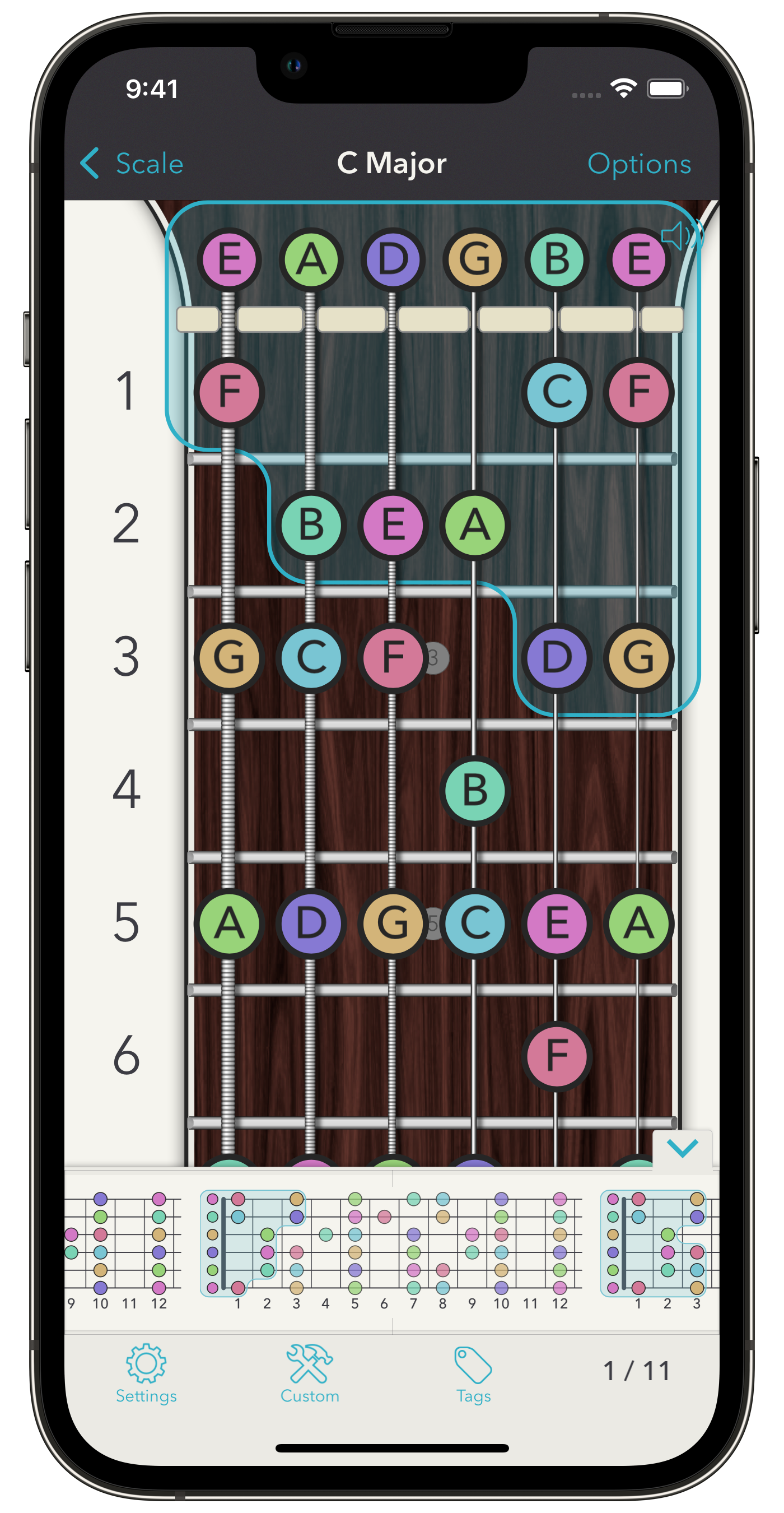 Custom scale fingering