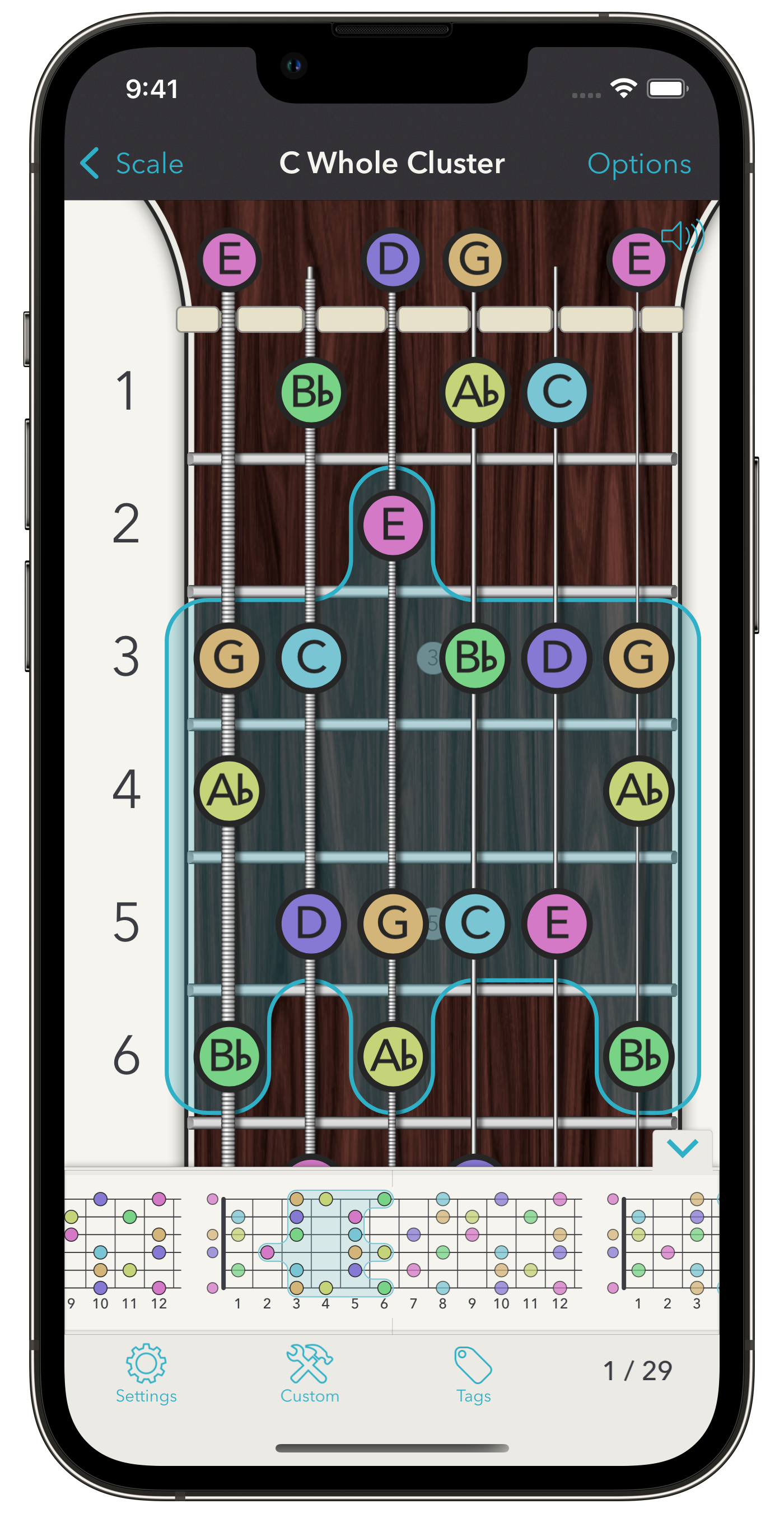 Custom scale fingerings